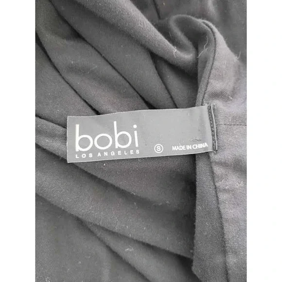 Bobi Los Angeles Black Cowl Neck Ruched Long Sleeve Mini Dress Small-Cotton Blnd - Picture 4 of 10